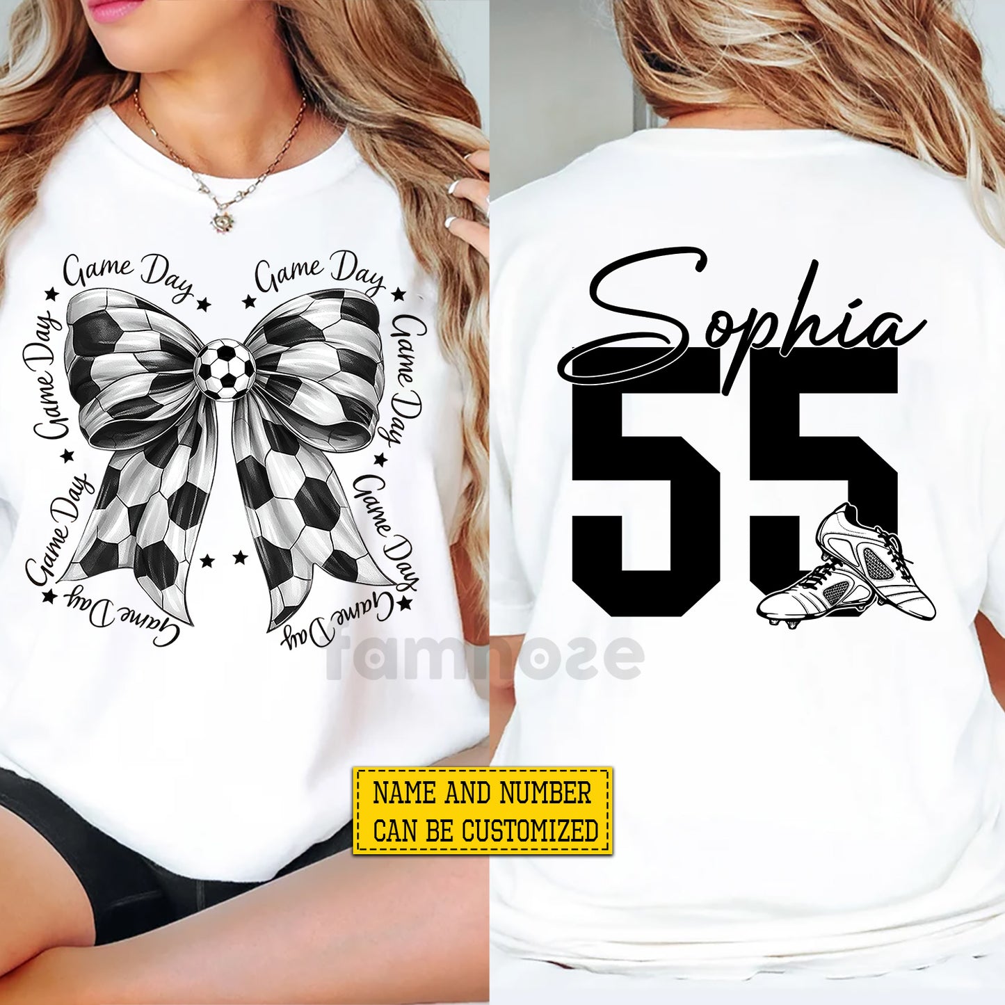 Personalized Soccer Mom Two-sided T-shirt, Soccer Game Day Tees Gift For Soccer Lovers