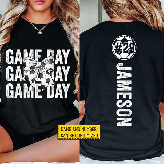 Personalized Soccer Mom Two-side T-shirt, Game Day Tees Mother's Day Gift For Soccer Lovers
