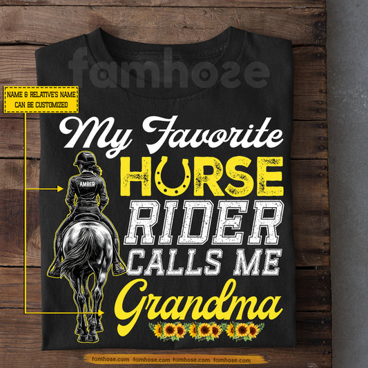 Personalized Horse Riding Grandma T-shirt, My Favorite Horse Rider Calls Me Grandma Tees Gift For Horse Riding Lovers
