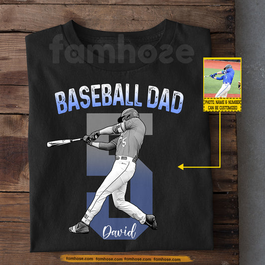 Personalized Baseball Dad T-shirt, Baseball Dad Sport Tees Father's Day Gift For Baseball Lover