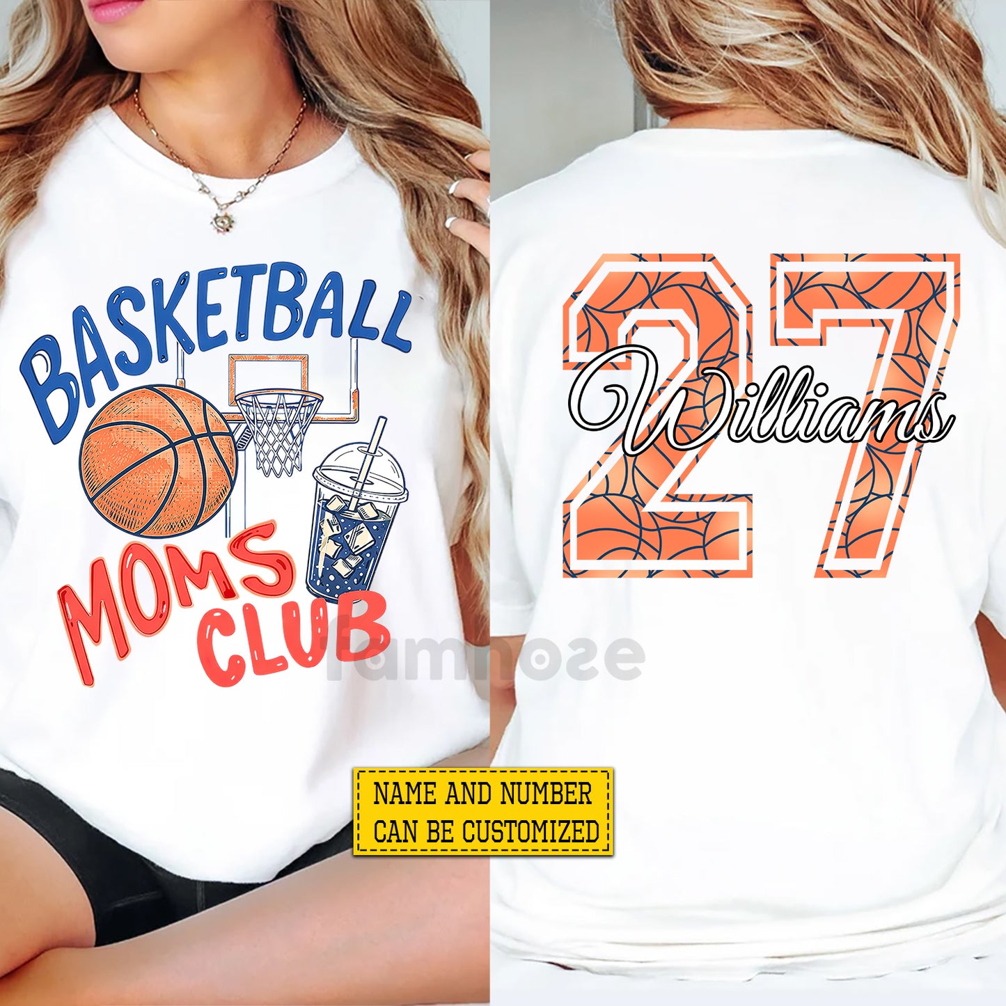 Personalized Basketball Mom Two-sided T-shirt, Basketball Moms Club Style Tees Mother's Day Gift For Basketball Lovers