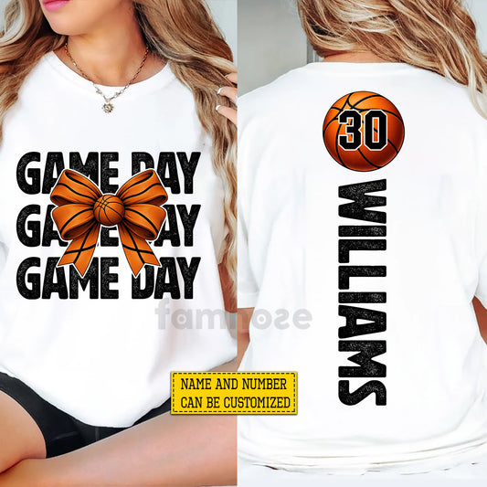 Personalized Basketball Two-sided T-shirt, Game Day Sport Tees Gift For Basketball Lovers