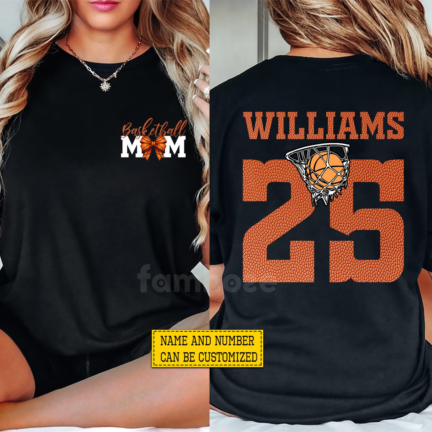Personalized Basketball Mom Two-sided T-shirt, Basketball Mom Tees Mother's Day Gift For Basketball Lovers