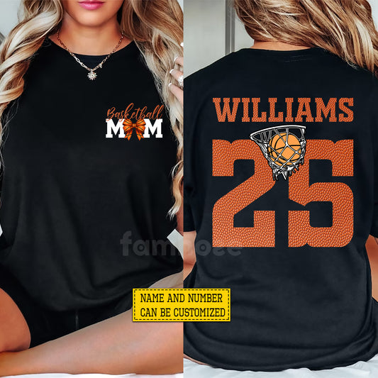 Personalized Basketball Mom Two-sided T-shirt, Basketball Mom Tees Mother's Day Gift For Basketball Lovers