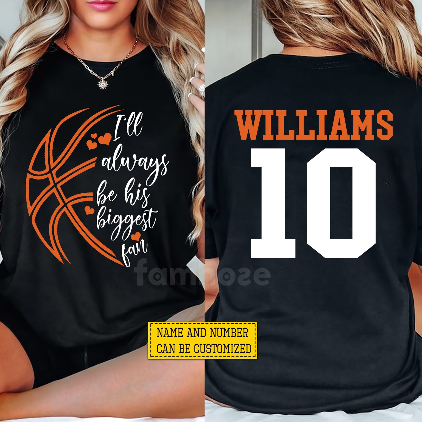Personalized Basketball Two-sided T-shirt, I'll Always Be His Biggest Fan Sport Tees Gift For Basketball Lovers