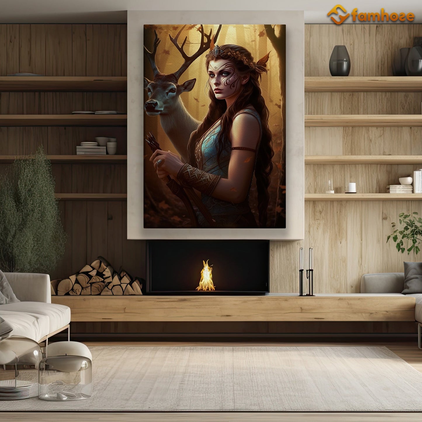 The Forest Queen And Her Faithful Stag, Victorian Stag Canvas Painting, Wall Art Decor - Poster Gift For Stag Lovers