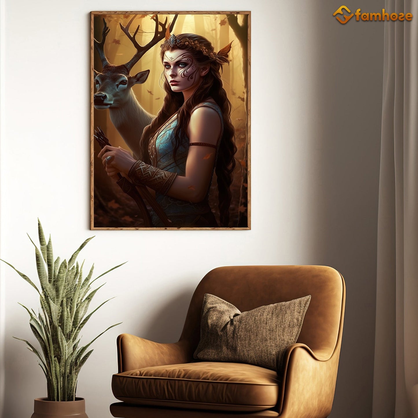 The Forest Queen And Her Faithful Stag, Victorian Stag Canvas Painting, Wall Art Decor - Poster Gift For Stag Lovers