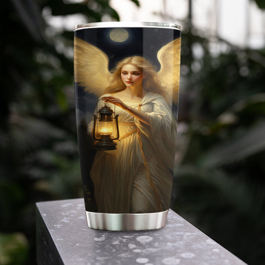 Guardian Angel's Light, Angel Christmas Stainless Steel Tumbler, Xmas Gift For Angel Lovers