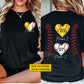 Personalized Softball & Baseball Mom Two-sided T-shirt, The Matching Heart Of Mama Tees Mother's Day Gift For Softball Lovers, Baseball Lovers