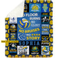 Motivational Personalized Volleyball Fleece Blanket, No Floor Burns No Glory Sport Woven Blanket, Cozy Sherpa Blanket Gift For Volleyball Lovers