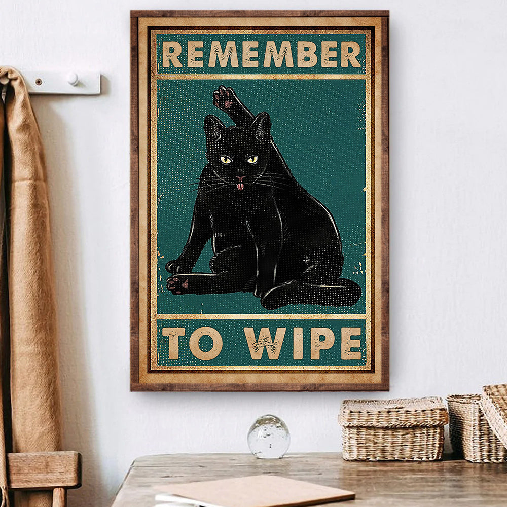 Funny Black Cat Bathroom Poster & Canvas, Remember To Wipe, Gift For Cat Lovers, Cat Owners