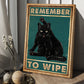 Funny Black Cat Bathroom Poster & Canvas, Remember To Wipe, Gift For Cat Lovers, Cat Owners