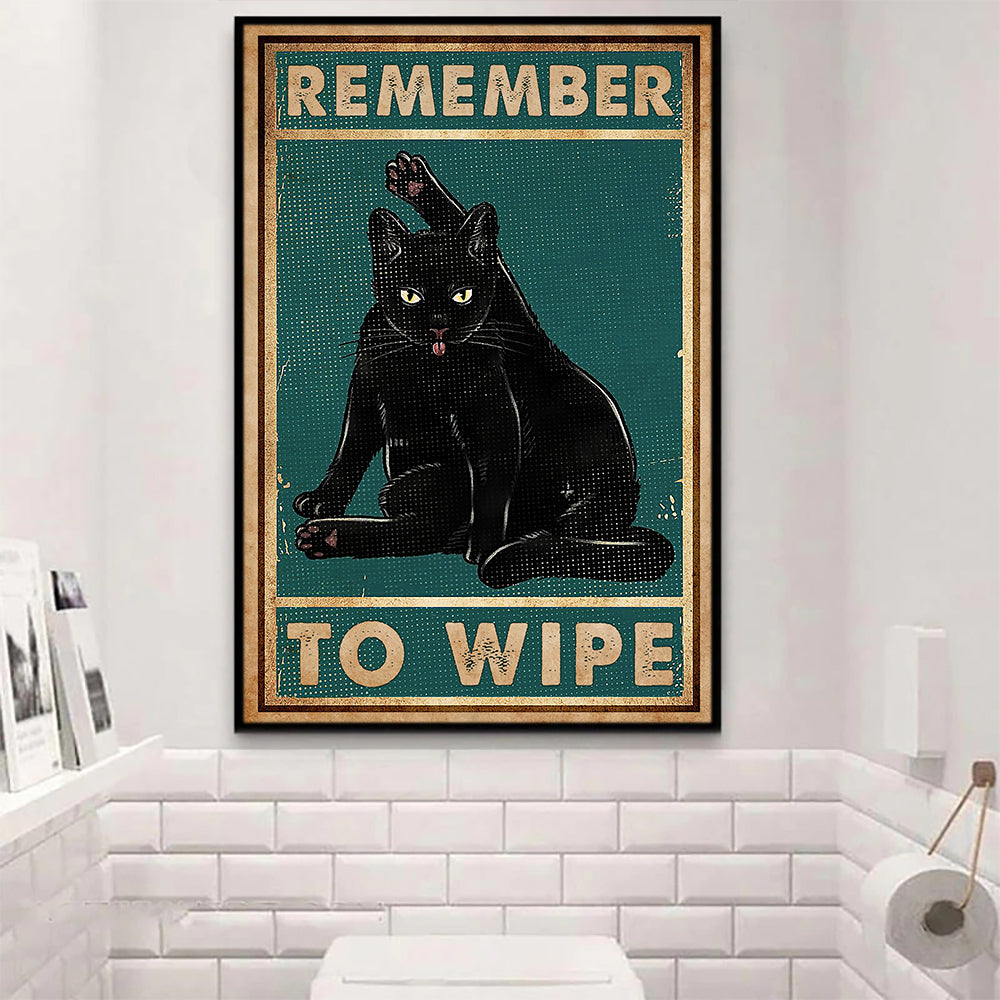 Funny Black Cat Bathroom Poster & Canvas, Remember To Wipe, Gift For Cat Lovers, Cat Owners