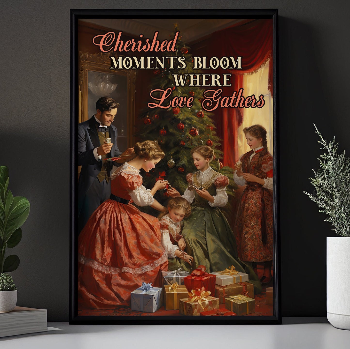 Cherished Moments Bloom Where Love Gathers, Family Canvas Painting, Wall Art Decor - Family Gathers Poster Gift