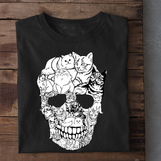 Cool Halloween Cat T-shirt, Cats Arrange Skulls, Gift For Cat Lovers, Cat Tees, Cat Owners