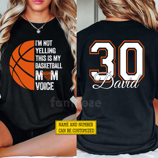 Funny Personalized Basketball Mom Two-sided T-shirt, This Is My Basketball Mom Voice Tees Mother's Day Gift For Basketball Lovers