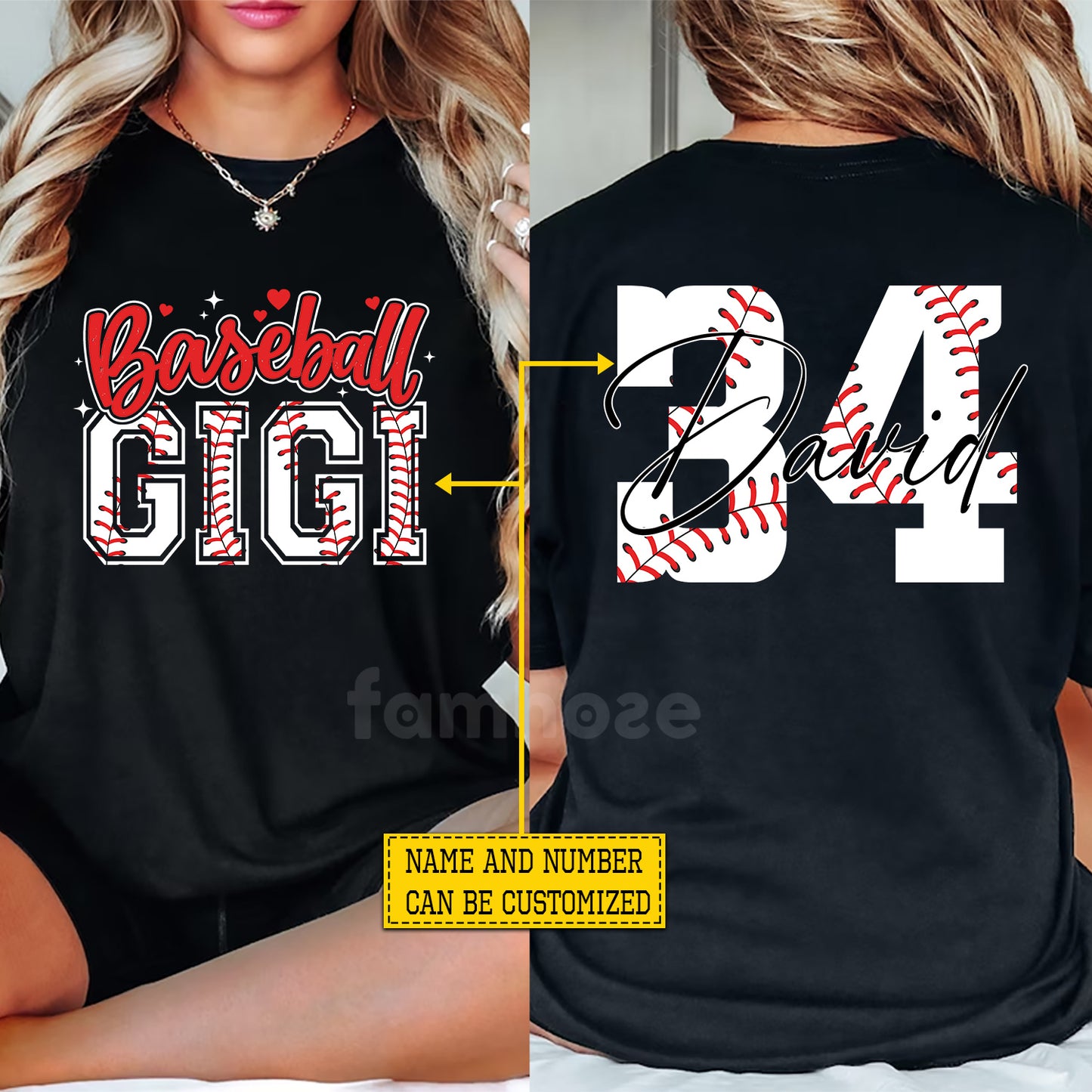Personalized Baseball Two-sided T-shirt, Custom Baseball Sport Tees Gift For Baseball Lovers