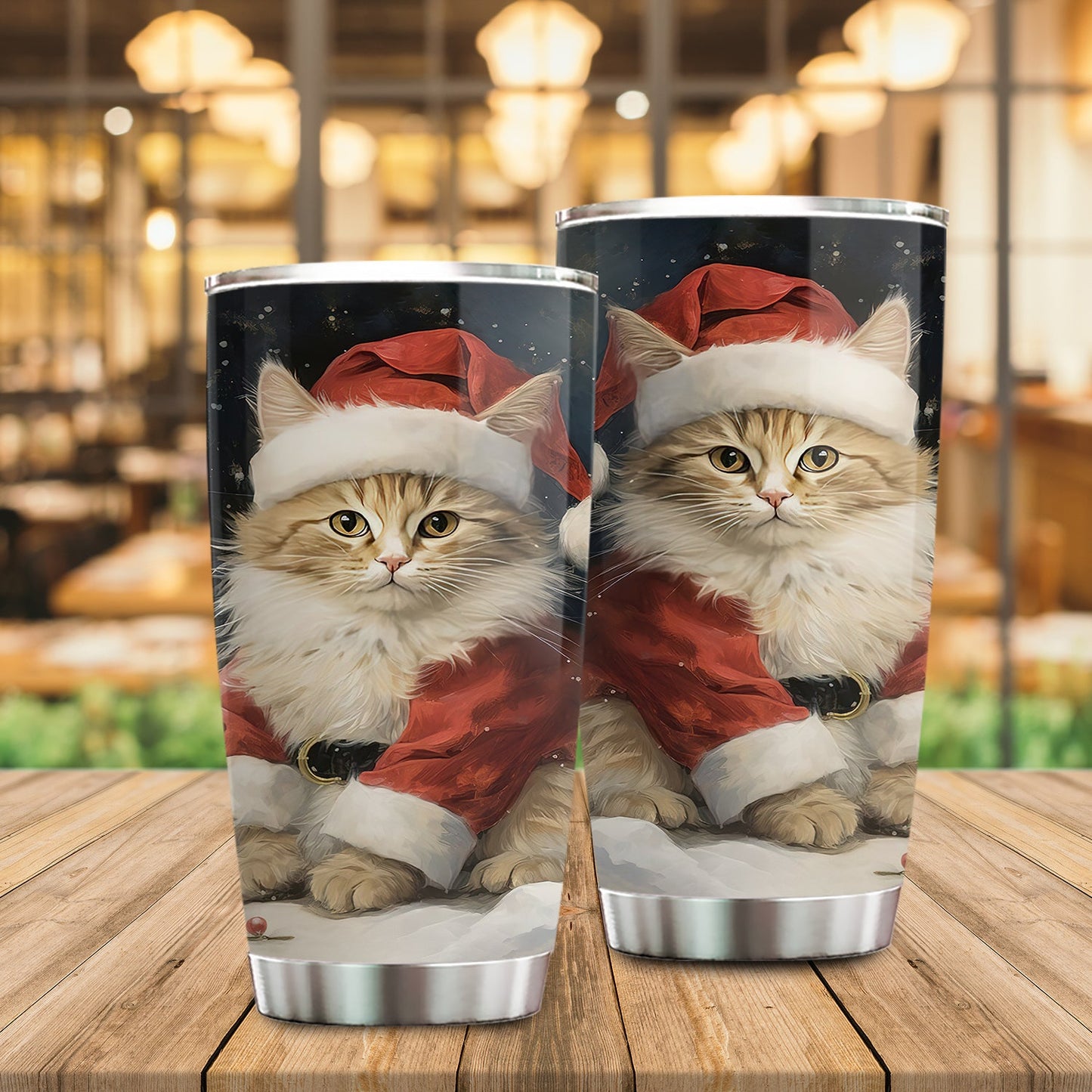 Santa Paws Festivity, Cat Christmas Stainless Steel Tumbler, Xmas Gift For Cat Lovers