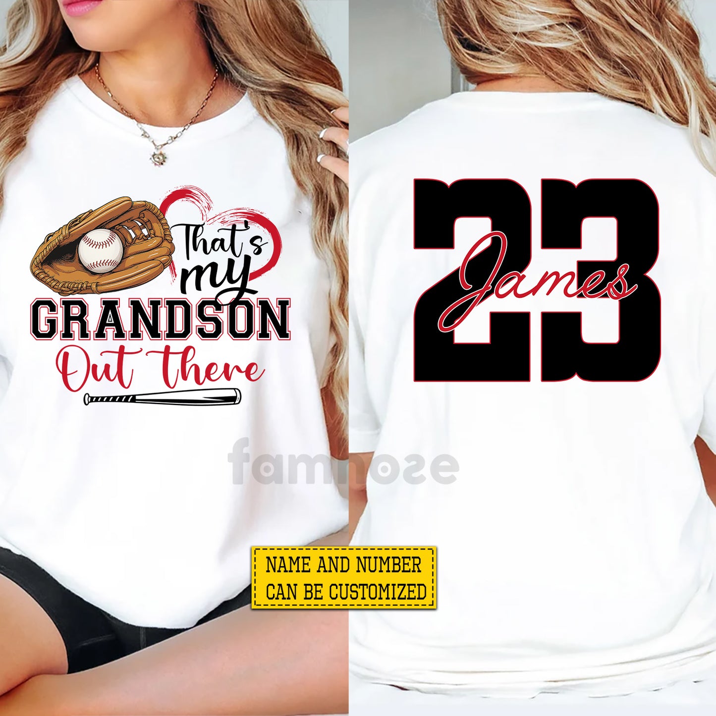 Personalized Baseball Gigi Two-sided T-shirt, That's My Grandson Out There Tees Gift For Baseball Lovers