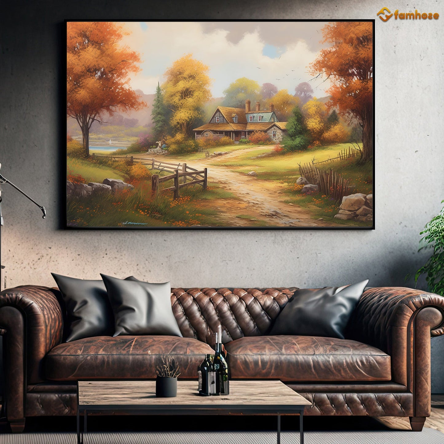 Beautiful Painting Of Autumn Countryside Scene, Thanksgiving Canvas Painting, Wall Art Decor - Thanksgiving Poster Gift For Your Home