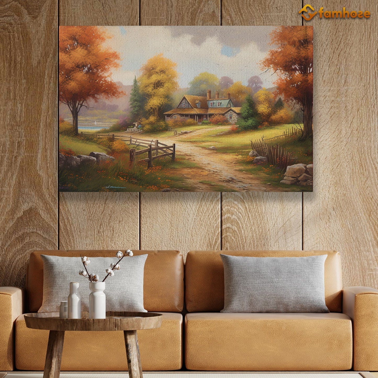 Beautiful Painting Of Autumn Countryside Scene, Thanksgiving Canvas Painting, Wall Art Decor - Thanksgiving Poster Gift For Your Home