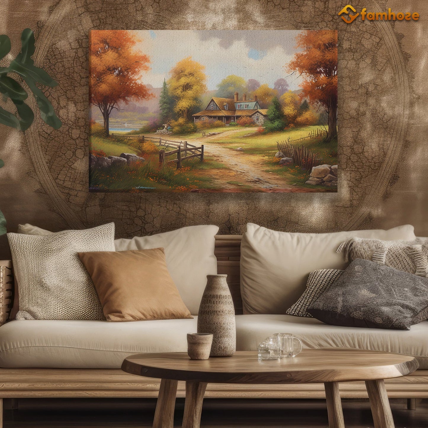 Beautiful Painting Of Autumn Countryside Scene, Thanksgiving Canvas Painting, Wall Art Decor - Thanksgiving Poster Gift For Your Home