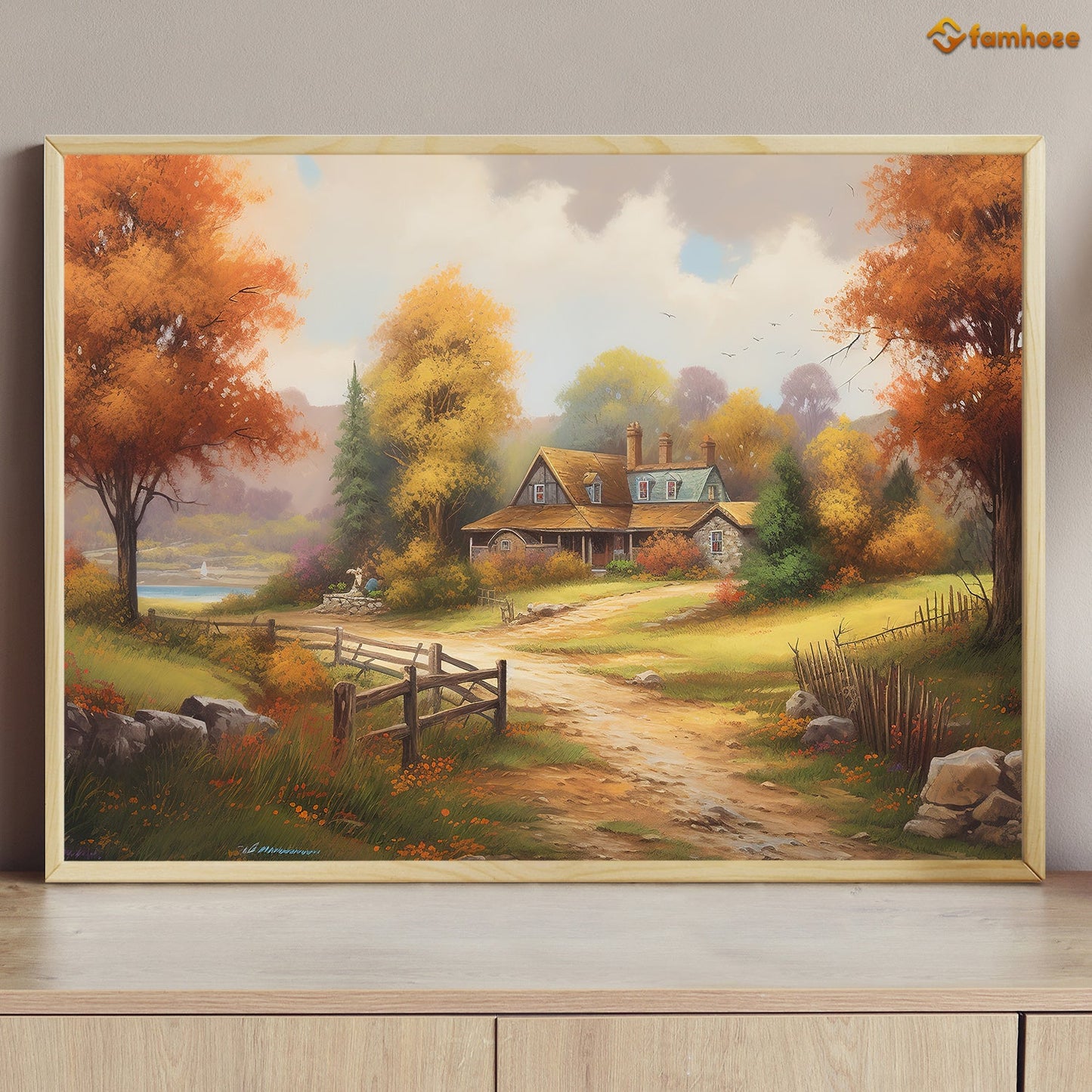 Beautiful Painting Of Autumn Countryside Scene, Thanksgiving Canvas Painting, Wall Art Decor - Thanksgiving Poster Gift For Your Home