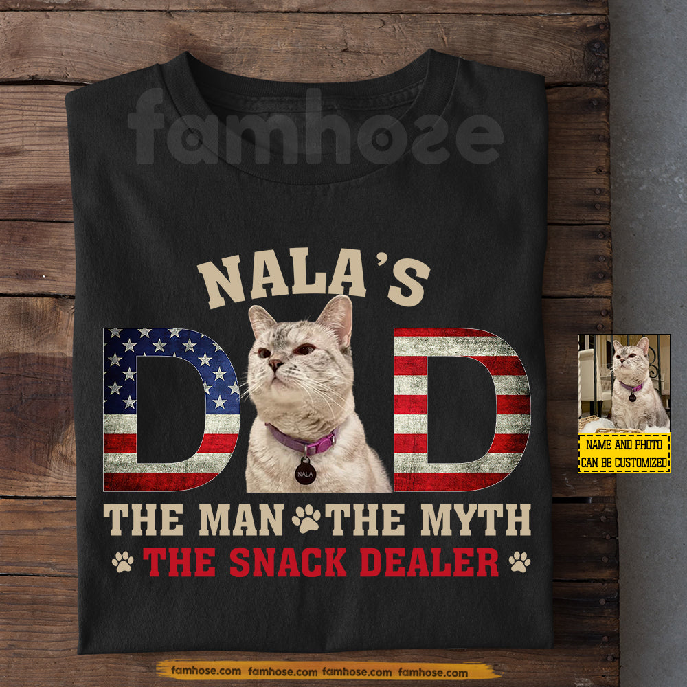 Funny Cat Dad T-shirt, The Man The Myth The Snack Dealer Tees Father's Day Gift For Cat Lovers
