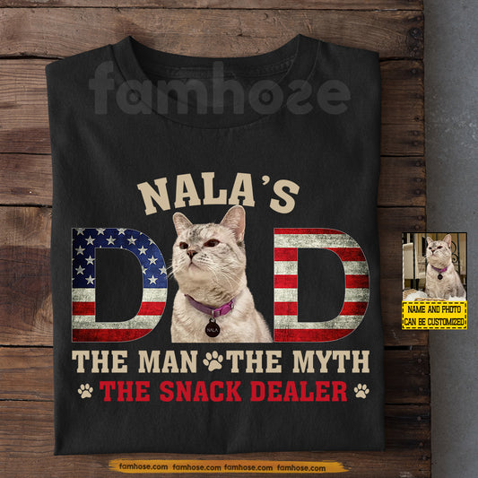Funny Cat Dad T-shirt, The Man The Myth The Snack Dealer Tees Father's Day Gift For Cat Lovers