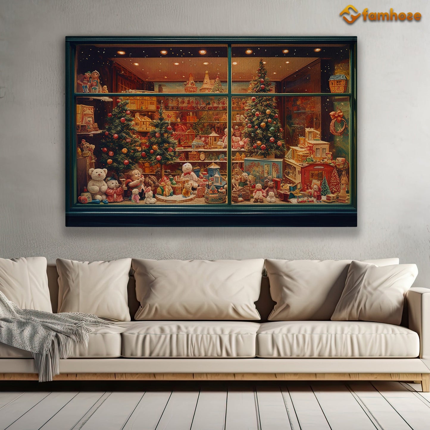 The Store Displays Christmas Decorations, Christmas Canvas Painting, Xmas Wall Art Decor - Christmas Poster Gift