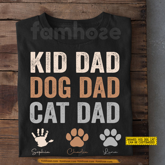 Personalized Dad T-shirt, Kid Dad Dog Dad Cat Dad Tees Father's Day Gift For Dog Lovers, Cat Lovers