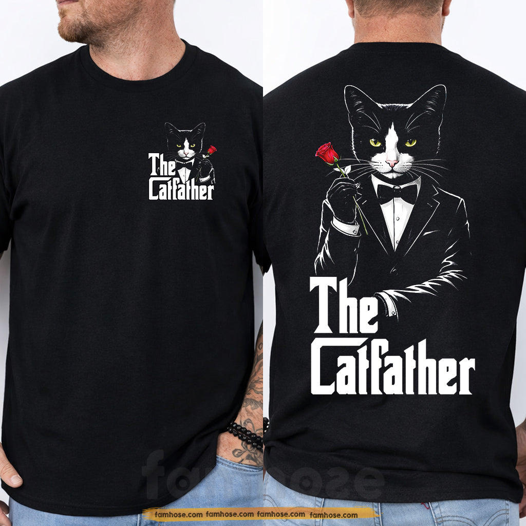 Cat Dad Two-sided T-shirt, The Catfather Tees Father's Day Gift For Cat Lovers