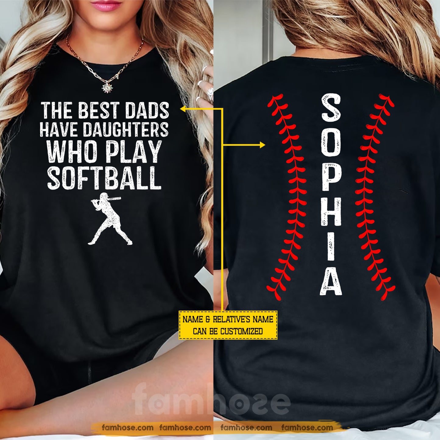 Personalized Softball Dad Two-sided T-shirt, The Best Dads Have Daughters Who Play Softball Sport Tees Father's Day Gift For Softball Lover