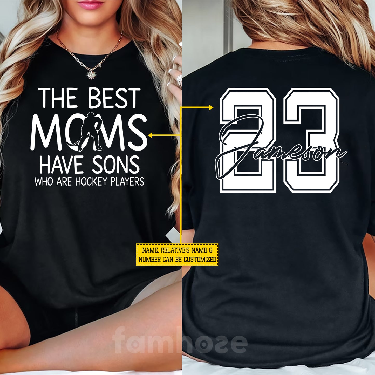 Personalized Hockey Mom Two-sided T-shirt, The Best Moms Have Sons Who Are Hockey Players Sport Tees Gift For Hockey Lovers