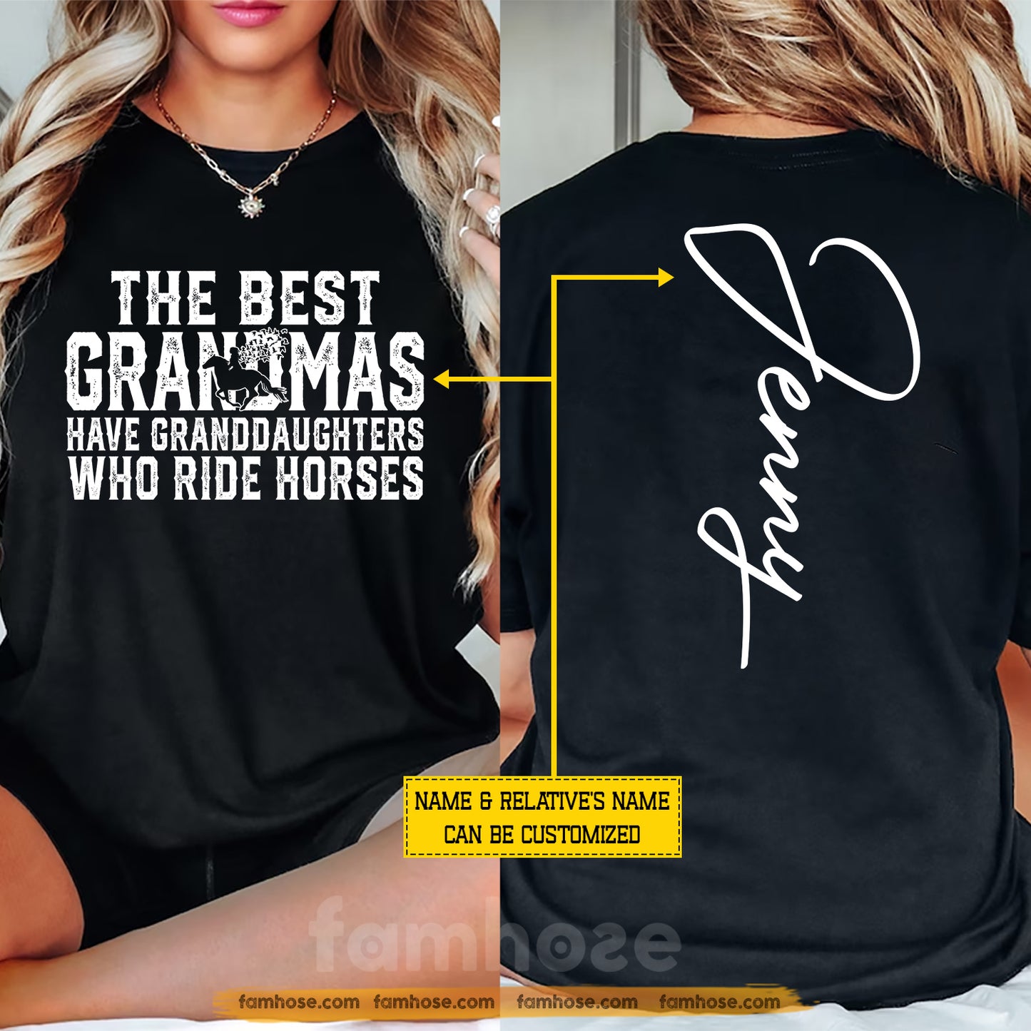 Personalized Horse Riding Two-sided T-shirt, The Best Grandmas Have Granddaughters Who Ride Horses Tees Gift For Horse Lovers