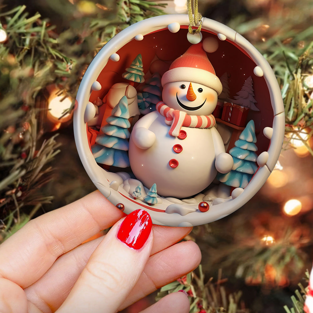 Snowman With Noel Hat Ceramic Ornament Christmas, Snowman Ornament