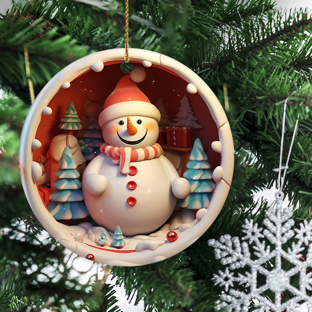 Snowman With Noel Hat Ceramic Ornament Christmas, Snowman Ornament Gift For Decorating Christmas Tree