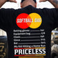 Softball Dad Backside T-shirt, My Kid Hitting A Home Run Priceless Sport Tees Father's Day Gift For Softball Lovers