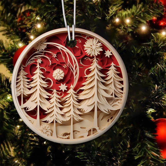 A Holiday Papercut Sphere Ceramic Ornament Christmas, Ornament Gift For Decorating Christmas Tree