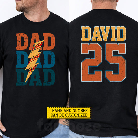 Personalized Softball Dada Two-sided T-shirt, Softball Dad Sport Tees Father's Day Gift For Softball Lovers