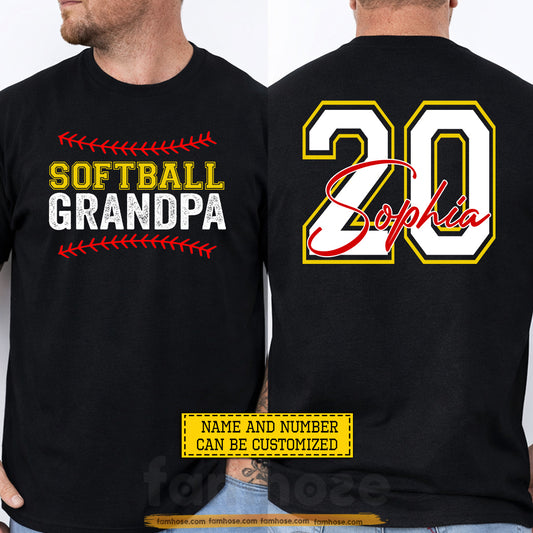 Personalized Softball Grandpas Two-sided T-shirt, Softball Grandpa Sport Tees Gift For Softball Lovers