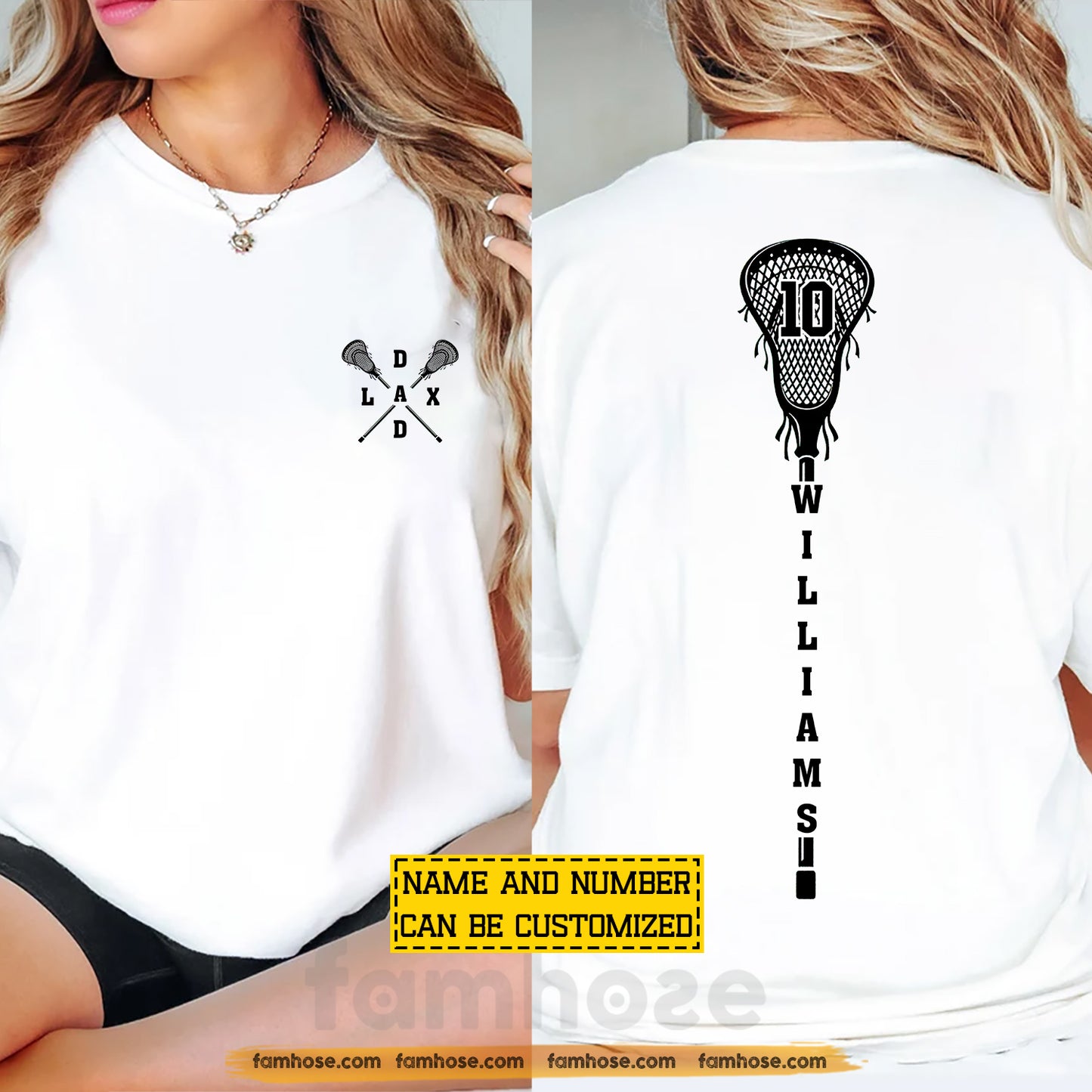 Personalized Lacrosse Dad Two-sided T-shirt, Lax Dad Tees Father's Day Gift For Lacrosse Lovers