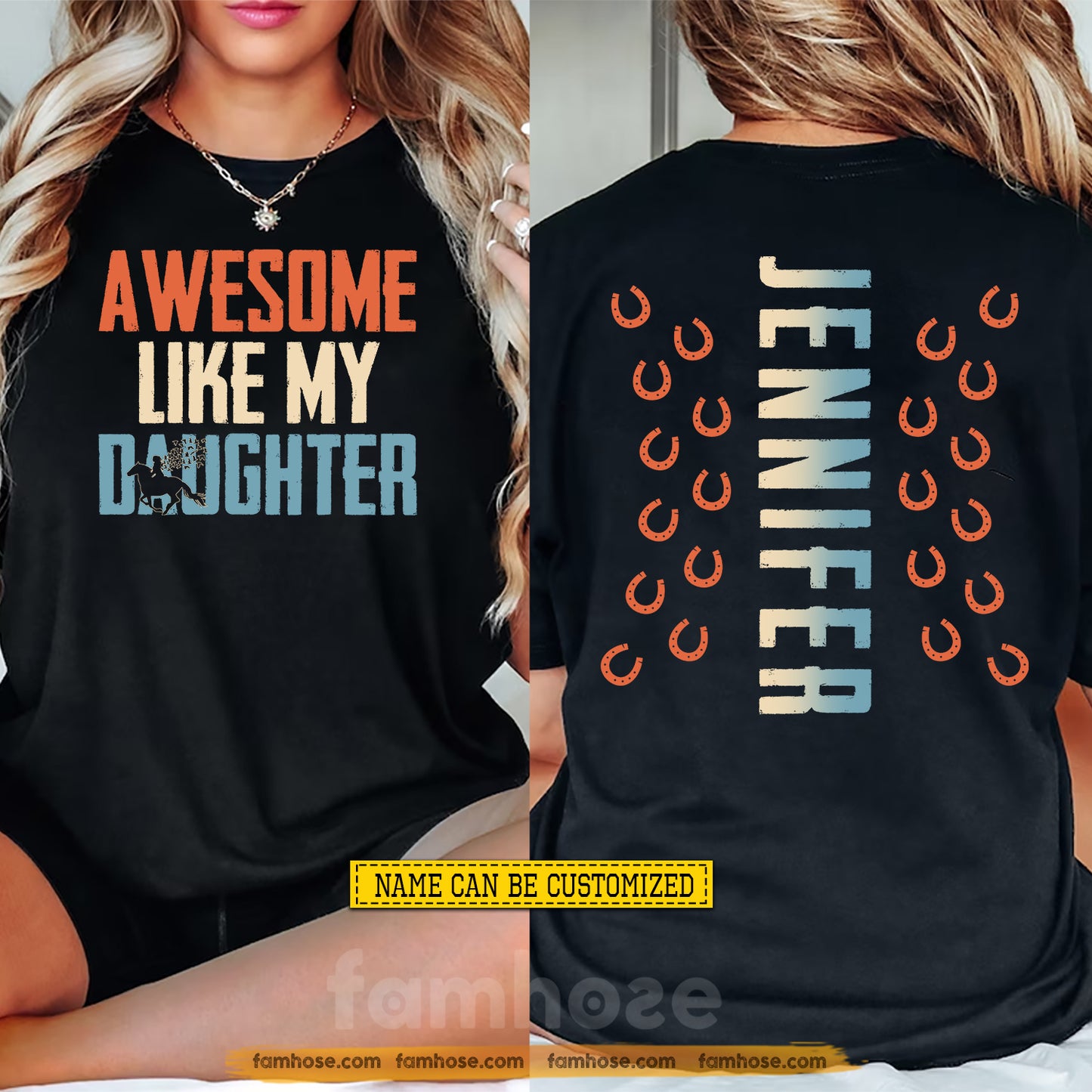 Personalized Horse Riding Parent Two-sided T-shirt, Awesome Like My Daughter Sport Tees Gift For Horse Lovers