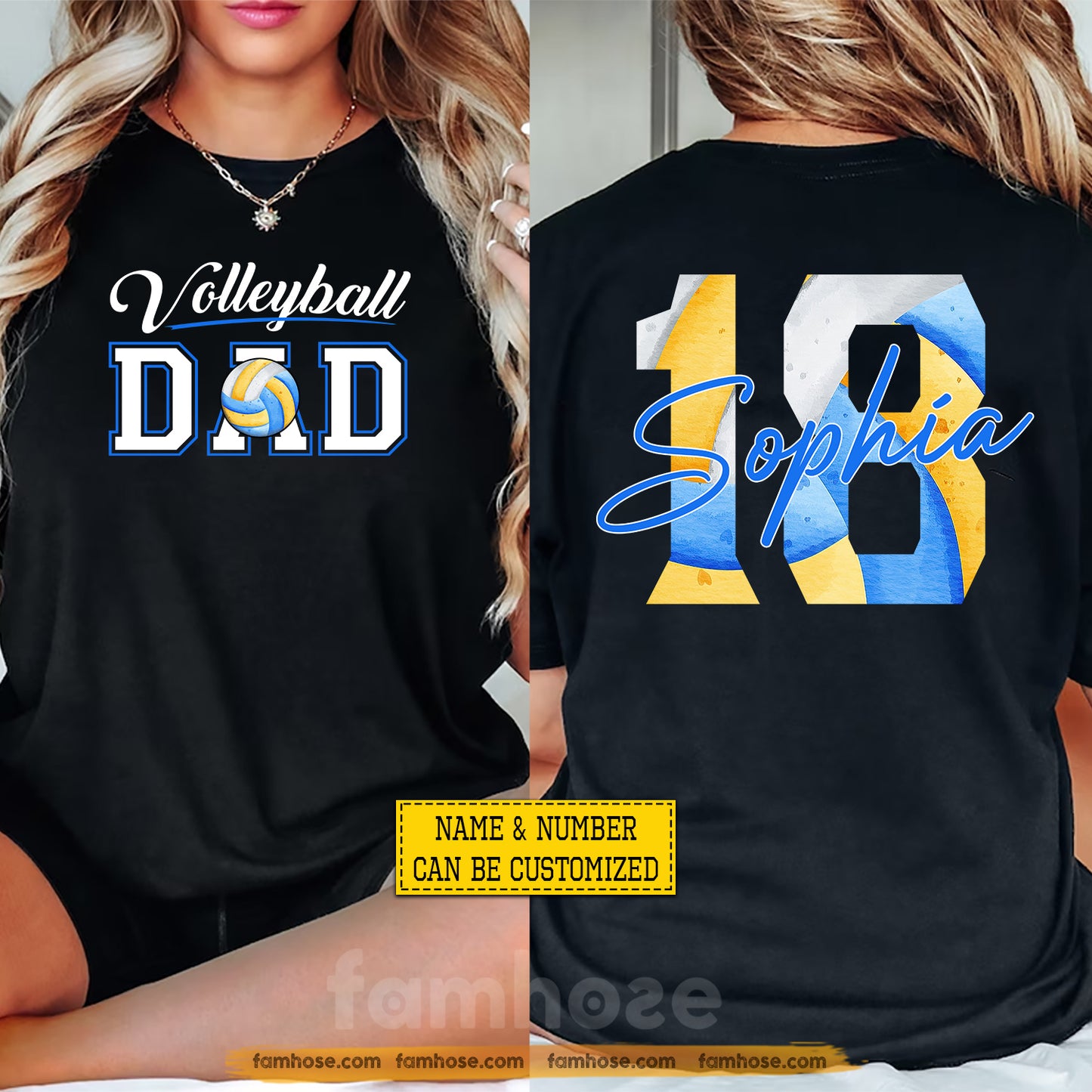 Personalized Volleyball Dada Two-sided T-shirt, Volleyball Dad Sport Tees Father's Day Gift For Volleyball Lovers
