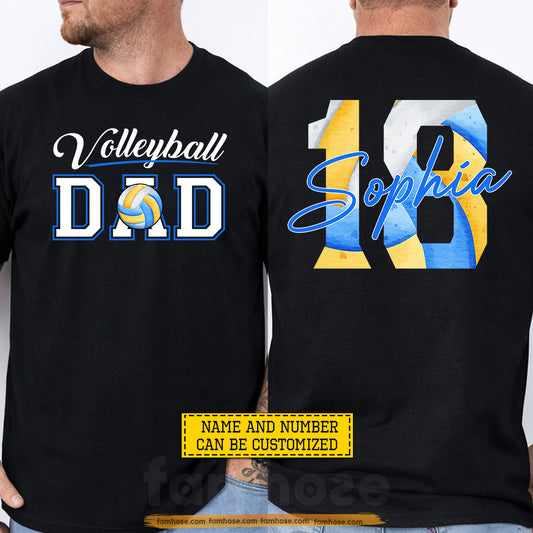 Personalized Volleyball Dada Two-sided T-shirt, Volleyball Dad Sport Tees Father's Day Gift For Volleyball Lovers
