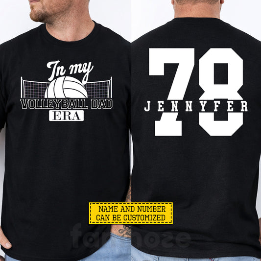 Personalized Volleyball Dad Two-sided T-shirt, In My Volleyball Dad Era Sport Tees Father's Day Gift For Volleyball Lovers