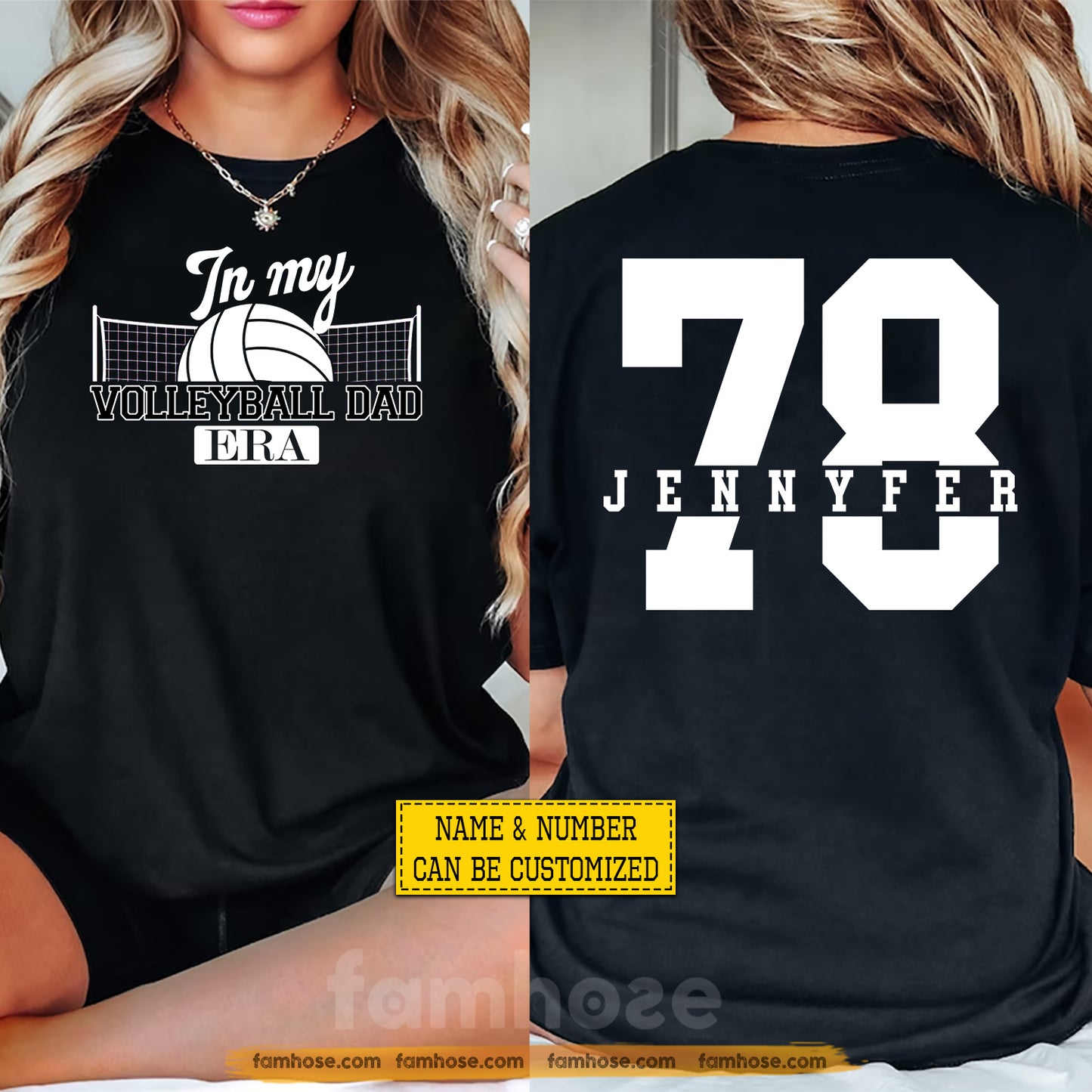 Personalized Volleyball Dad Two-sided T-shirt, In My Volleyball Dad Era Sport Tees Father's Day Gift For Volleyball Lovers