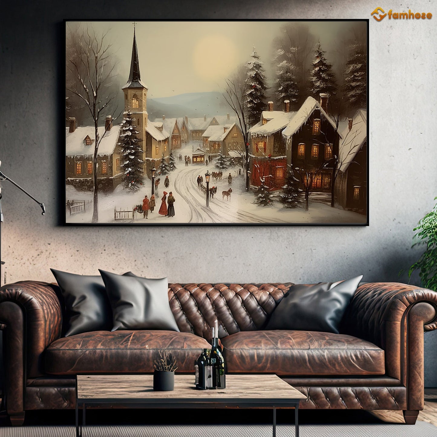 Christmas Scene Christmas Canvas Painting, Xmas Wall Art Decor - Christmas Poster Gift