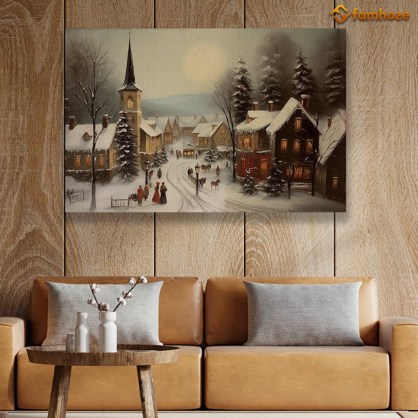 Christmas Scene Christmas Canvas Painting, Xmas Wall Art Decor - Christmas Poster Gift