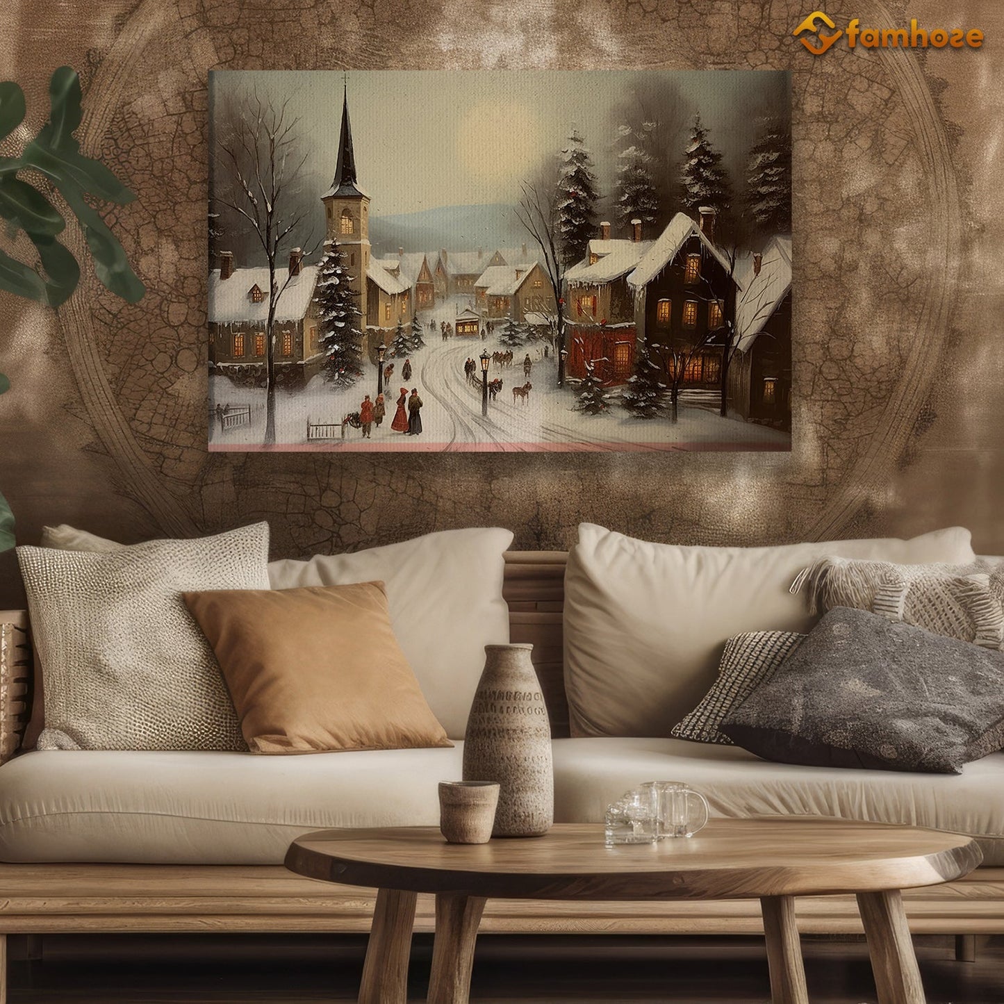 Christmas Scene Christmas Canvas Painting, Xmas Wall Art Decor - Christmas Poster Gift